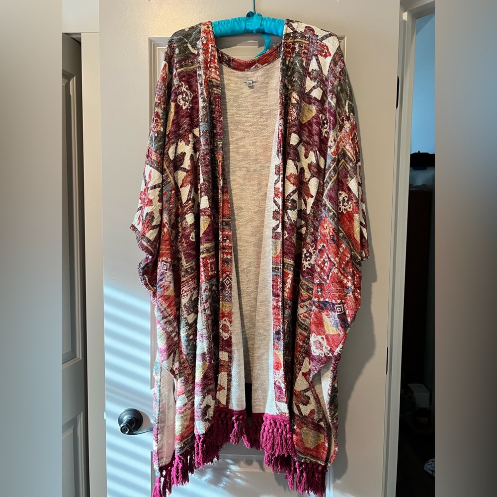 Urban Outfitters Ecote Red Tapestry Kimono Cardigan